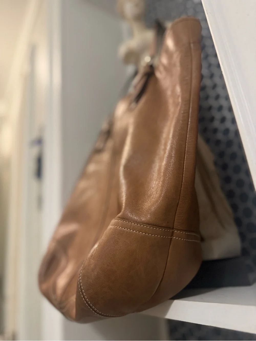 Coach 9547 Vintage Large Tan Leather Handbag Shoulder Saddle Hobo Bag carry all